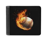 FekiLoot Fire Baseball Leather Wallet for Women&Men Billfold Purse Credit Card Holder Slim Bifold Wallet Front Pocket Wallets