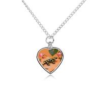 FekiLoot Fire Salamander on Begonia Urn Necklaces for Ashes Personalized Human Pet Cremation Jewelry Keepsake Locket Heart Pendant with Filling Kit Memorial Gift for Dog Cat Lover Women Men