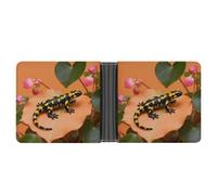 FekiLoot Fire Salamander on Begonia Wallet for Men Slim Wallets for Men Small Wallets Woman Leather Card Holder Wallet