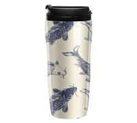 FekiLoot Fish Insulated Tumbler Reusable Plastic Iced Coffee Cup with Lid Double Walled Hot Coffee Travel Mug Gifts for Women Men BPA Free 12 Oz