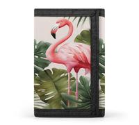 FekiLoot Flamingo Palm Trees Leaf Wallet for Women Men Trifold Wallet Large Front Pocket Wallets Travel Slim RFID Blocking Wallets Coin Purse Credit Card Holder