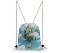 FekiLoot Floating Castle Drawstring Backpack Sports Gym Bag Drawstring Bags Foldable Backpack for Women Men
