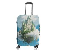 FekiLoot Floating Castle Travel Luggage Cover Stretchable Airplane Suitcase Protector Sleeve Universal Washable Fit for 19-32 Inch Checked Baggage,Water Resistant Durable Luggage Protector, white