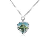 FekiLoot Floating Island Urn Necklaces for Ashes Personalized Human Pet Cremation Jewelry Keepsake Locket Heart Pendant with Filling Kit Memorial Gift for Dog Cat Lover Women Men