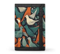 FekiLoot Flock of Birds Wallets Exquisite Trifold Wallet Front Pocket Wallet with Zipper Keychain Coin Purse Credit Card Holder for Adult