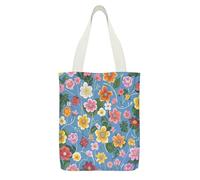 FekiLoot Floral Background Canvas Tote Bag Lightweight Medium Reusable Grocery Shopping Cloth Bag Multi-Purpose Tote Bags with Zipper Inner Pocket Large Capacity Shopping Bags