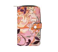 FekiLoot Floral Pattern Wallet Large Capacity Travel Double Fold Wallets Portable Zipper Leather Purse for Women Men