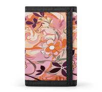 FekiLoot Floral Pattern Wallets Exquisite Trifold Wallet Front Pocket Wallet with Zipper Keychain Coin Purse Credit Card Holder for Adult