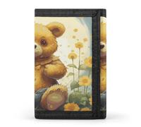 FekiLoot Flower And Bear Wallet for Men Slim Minimalist Trifold Wallet with ID Window And Credit Card Holder