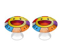 FekiLoot Flower Happy Face Pattern Cabinet Knobs Kitchen Cabinet Handles Round Closet Handles Stainless Steel Drawer Pulls for Closet Dresser Wardrobe Cupboard Furniture 2 Pack