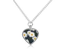 FekiLoot Flowers Daisy Urn Necklace for Ashes Heart Cremation Jewelry Memorial Keepsake Pendant Locket Ash Holder Memory Jewelry for Women Men to Hold Ashes of Loved Ones