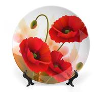FekiLoot Flowers Vivid PetalsDecorative Plate Round Ceramic Plates with Display Stand Salad & Dessert Serving Plates Home Table Art Decoration for Kitchen Dining Room Wine Cabinet 7inch