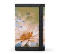 FekiLoot Flying Dragonflies Lily Flower Wallet Compact Blocking Trifold Wallets with Zipper Minimalist Purse Wallet Credit Card Holder