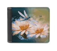 FekiLoot Flying Dragonflies Lily Flower Wallet Fashionable Slim Leather Wallet with Multiple Card Slots And Hidden Compartments Wallets