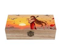 FekiLoot Flying Seagull View Wooden Storage Box Wooden Keepsake Box with Hinged Lid Vintage Rustic Chest Wood Jewelry Boxes for Jewelry, Photos, Memorabilia, Home Decor And Craft Organization