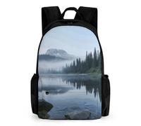 FekiLoot Foggy Lake by Mount Rainier Laptop Backpack-Men/Women,Casual Daypack with Multiple Pockets,BookBag for Hiking,Camping