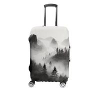 FekiLoot Foggy Mountains Forest Travel Luggage Cover Anti-Scratch Suitcase Cover Elastic Luggage Protector Fits 19-28 Inch Case, white, M, Stylish