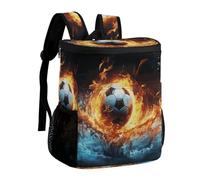FekiLoot Football in Fire And Water Durable Cooler Backpack, Cooler Bag Large & Leakproof,Collapsible Cooler for Hot And Cold,Camping