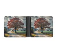 FekiLoot Forest Rural Roads Wallet Slim PU Bifold Design Wallet with Multiple Card Slots Wallets Extra Capacity Pocket Wallets