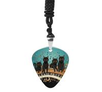 FekiLoot Four Black Cats Lying Guitar Pick Necklace Pendant Necklace