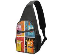 FekiLoot Four Colorful Monsters Chest Pack for Men & Women,Chest Bag with Zipper Pockets,Adjustable Strap,Crossbody Bags for Travel,Daily