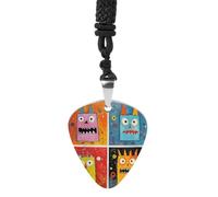 FekiLoot Four Colorful Monsters Guitar Pick Necklace Pendant Necklace