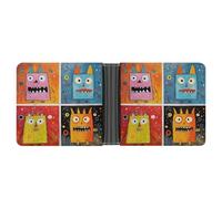 FekiLoot Four Colorful Monsters Slim Wallet-Thin & Stylish,Leather Wallet for Men And Women,Bifold Wallet Gifts for Husband Father