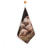 FekiLoot Four Little Pigs Hand Towels for Kitchen, Square Small Towel with Hanging Loop for Bathroom, Absorbent Soft Hand Towels for Travel, Quick Dry Towel for Home, Gym 1PCS