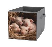FekiLoot Four Little Pigs Storage Cubes Organizer for Home, Foldable Storage Bins with Handles, 10.6 Inch Storage Bags 1PCS for Clothes, Large Organizer Bins for Organizing Bed Sheets