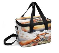 FekiLoot Fox And Hot Air Balloon Cooler Bag-Reusable Leakproof,Insulated Tote with Adjustable Strap,Lunch Bag for Work Picnic