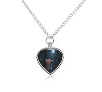 FekiLoot Fox at Night1 Urn Necklaces for Ashes Personalized Human Pet Cremation Jewelry Keepsake Locket Heart Pendant with Filling Kit Memorial Gift for Dog Cat Lover Women Men