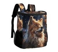 FekiLoot Fox Looking Up Durable Cooler Backpack, Cooler Bag Large & Leakproof,Collapsible Cooler for Hot And Cold,Camping