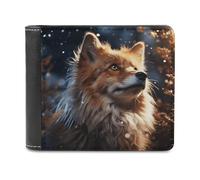 FekiLoot Fox Looking Up PU Leather Wallet Bifold Wallet Front Pocket Wallets Fashion Purse Slim Billfold Credit Card Holder