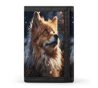 FekiLoot Fox Looking Up Wallets Exquisite Trifold Wallet Front Pocket Wallet with Zipper Keychain Coin Purse Credit Card Holder for Adult