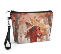 FekiLoot Fox Under The Maple Tree Makeup Bag for Purse, Waterproof Funny Cosmetic Bag for Women, Zipper Travel Pouch Gift 8.9×5.7 Inch