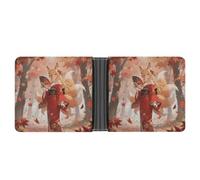 FekiLoot Fox Under The Maple Tree Wallet for Men Slim Wallets for Men Small Wallets Woman Leather Card Holder Wallet