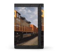 FekiLoot Freight Train Trifold Wallet Slim Minimalist Front Pocket Men's Passcase Wallet Credit Card Holder