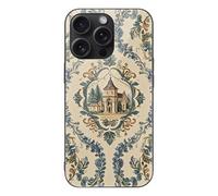 FekiLoot French Country Style for iPhone 15 Case Tempered Glass TPU Back Panel Shockproof with Anti-Fingerprint Phone Cover Black