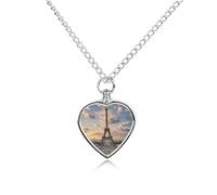FekiLoot French Paris Tour Eiffel Tower Custom Ashes Necklace Personalized Pet Urn Hair Cremation Souvenir Necklace Memorial Keepsake Holder Pendant Heart Jewelry for Ashes Gift for Dog Loss