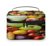 FekiLoot Fresh Fruits And Vegetables Makeup Bag Large Capacity Travel Cosmetic Bag Lightweight Hand-held Toiletry Bags Portable Cosmetic Pouch Cute Make Up Pouch for Women