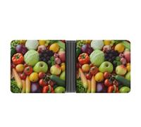 FekiLoot Fresh Fruits And Vegetables Wallet Slim Leather Bifold Wallet Extra Capacity Wallets with Multiple Card Slots Men Billfold
