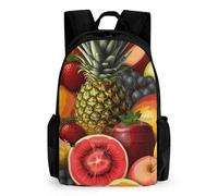 FekiLoot Fresh Juicy Fruits Pineapple Berries Watermelon Grape Orange Laptop Backpack-Men/Women,Casual Daypack with Multiple Pockets,BookBag for Hiking,Camping