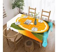 FekiLoot Fresh Orange Fruit Tablecloths Heavy Duty Washable Fabric,Birthday Tablecloth-Wavy Edge Design,Polyester Table Cloth for Restaurant,Picnic,Indoor and Outdoor Dining60 x86