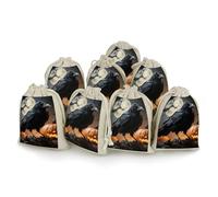 FekiLoot Frightening Halloween Crow Drawstring Gift Bags Wrapping Storage Bags for Candy Goodie Holiday Party Favors 8PCS