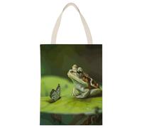 FekiLoot Frog And Butterfly Shopping Bag Canvas Tote Bag