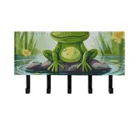 FekiLoot Frog in A Pond Key Holder for Wall Adhesive, No Drilling, Key Hooks with 5 Hooks Wall Mounted, Self Adhesive Keys Rack for Entryway, Hallway, Living Room, Kitchen, Office