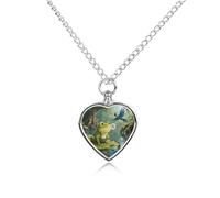 FekiLoot Frog on Lily Pad Urn Necklaces for Ashes Personalized Human Pet Cremation Jewelry Keepsake Locket Heart Pendant with Filling Kit Memorial Gift for Dog Cat Lover Women Men