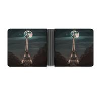 FekiLoot Full Moon Paris Eiffel Tower Slim Wallet-Thin & Stylish,Leather Wallet for Men And Women,Bifold Wallet Gifts for Husband Father