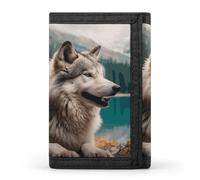 FekiLoot Fun Animal Wolf Trifold Wallet Slim Minimalist Front Pocket Men's Passcase Wallet Credit Card Holder