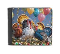 FekiLoot Fun Turkey Party Wallet Large Capacity Slim Bifold Wallet with Multiple Card Slots PU Leather Men Purse